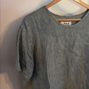 L FLAX teal woven tee